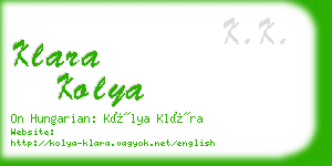 klara kolya business card